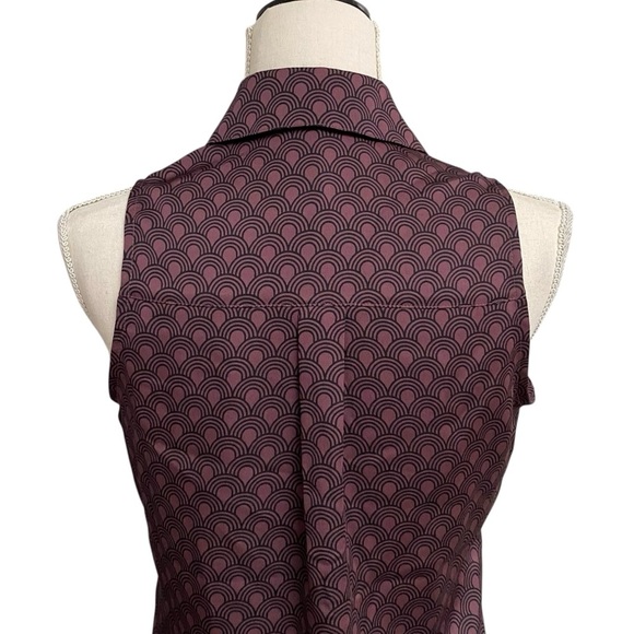 Express Brown Black Geometric Sleeveless Button Front Blouse XS - Picture 7 of 11